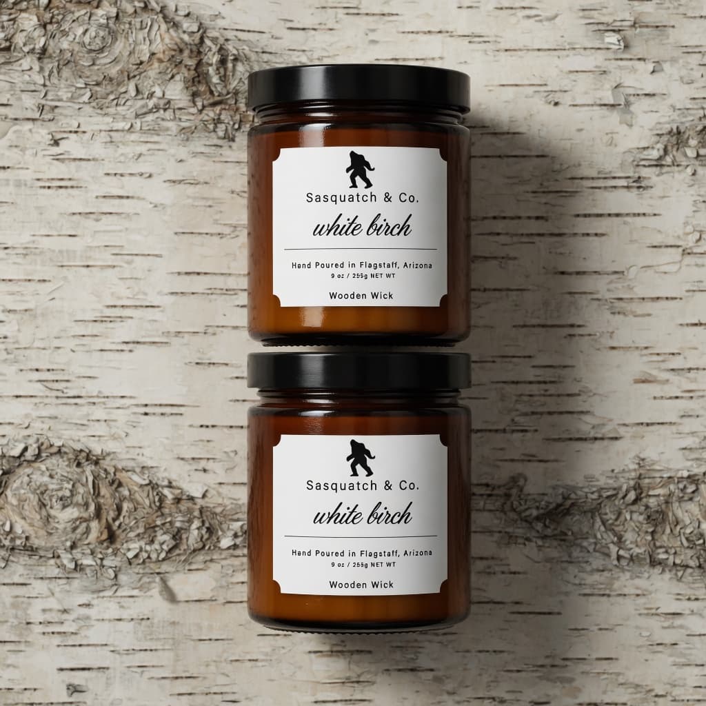 Snowfall Birch 9 oz wooden-wick candle, hand-poured in Flagstaff